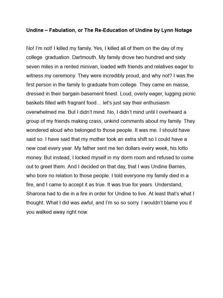 Undine's Monologue (From Fabulation by Lynn Nottage) | PDF