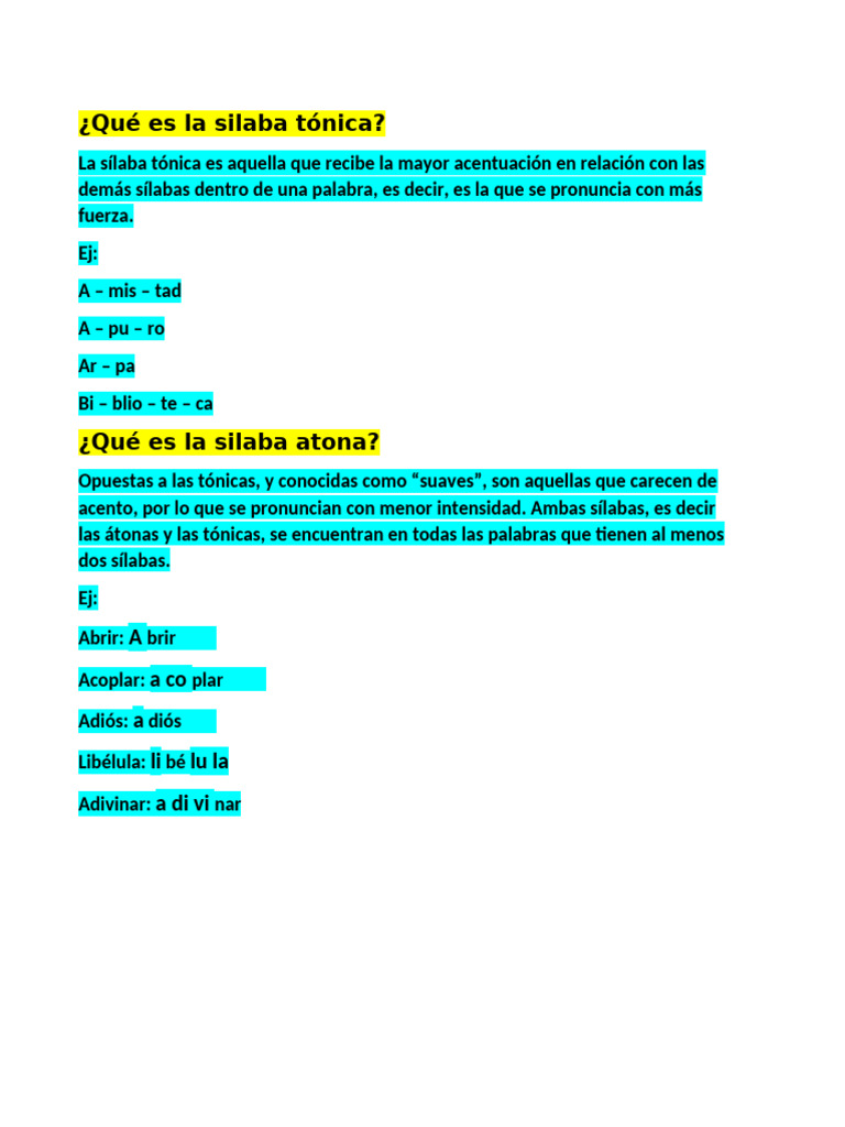 Qué Es La Silaba Tónica | PDF | Imperio Inca | Biología Celular)