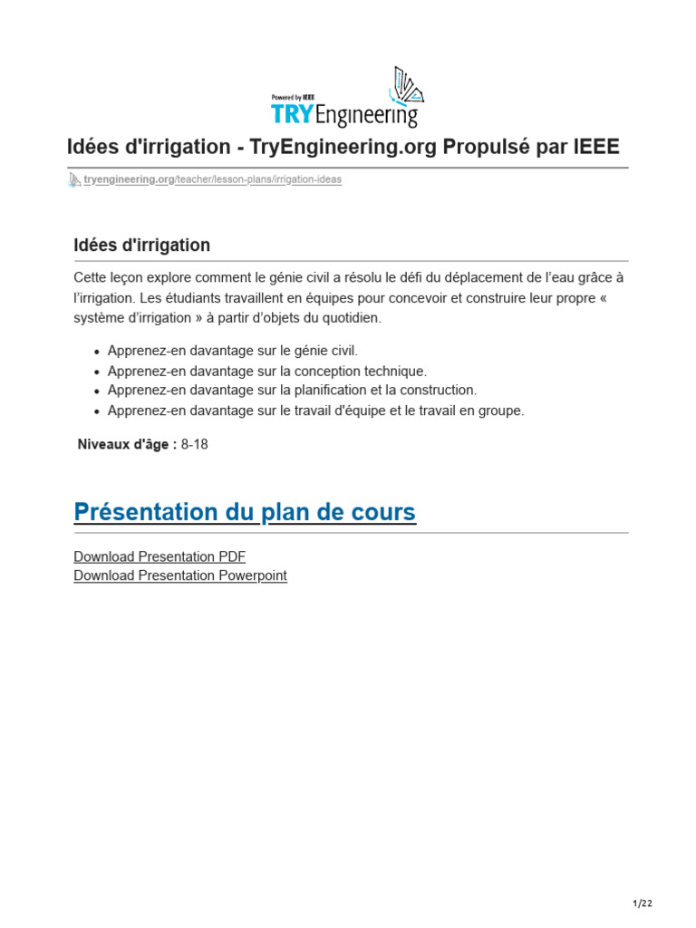 Idées Dirrigation - TryEngineeringorg Propulsé Par IEEE | PDF