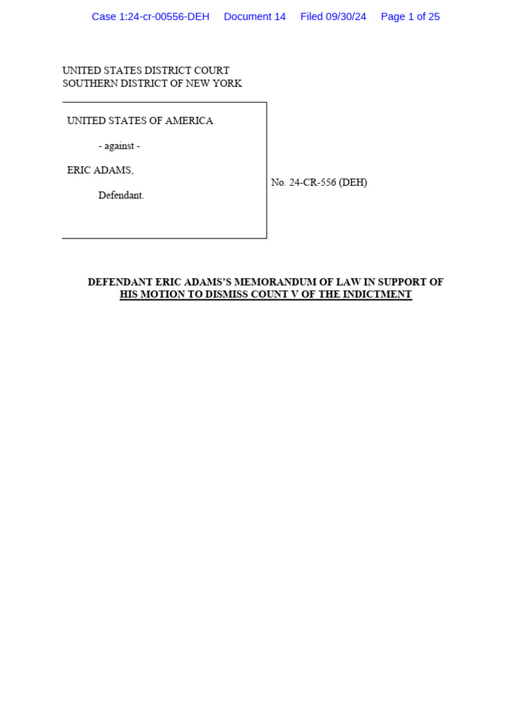 Motion To Dismiss Memo | PDF | Bribery | Prosecutor