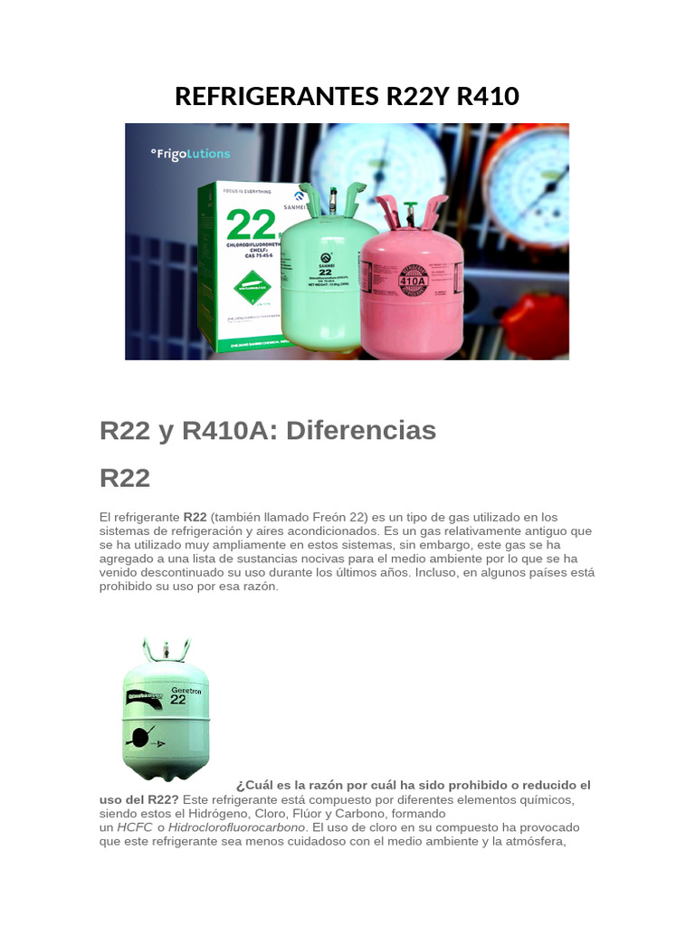 Comparativa R22 vs R410A en Refrigerantes | PDF | Refrigerante ...