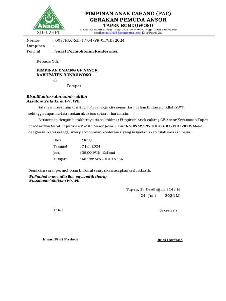 Permohonan konferensi pdf