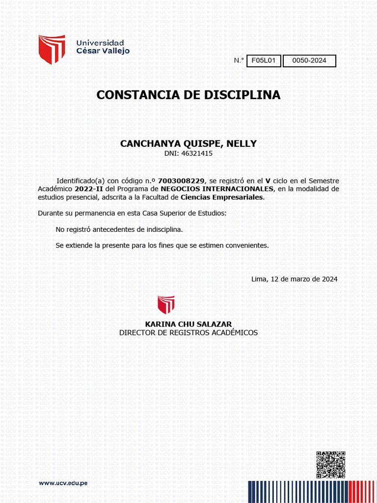 Constancia de Disciplina | PDF