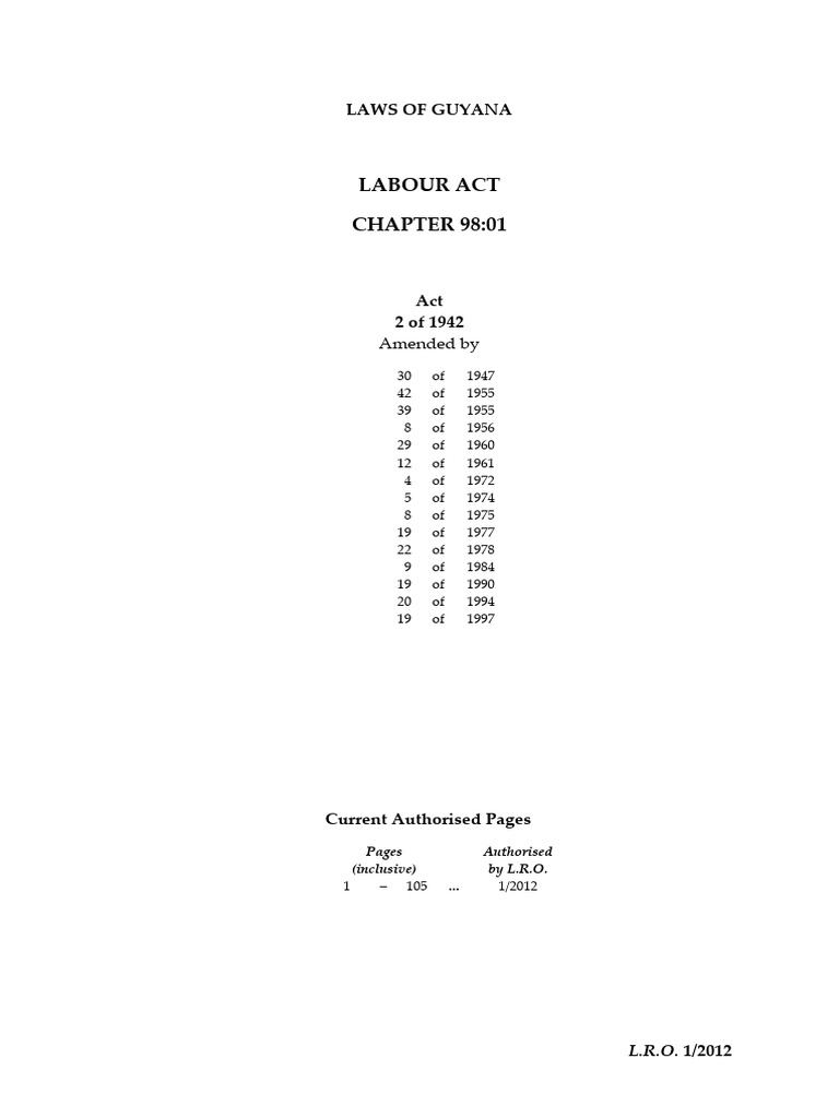 Cap. 9801 - Labor Act (100 Pages) | PDF