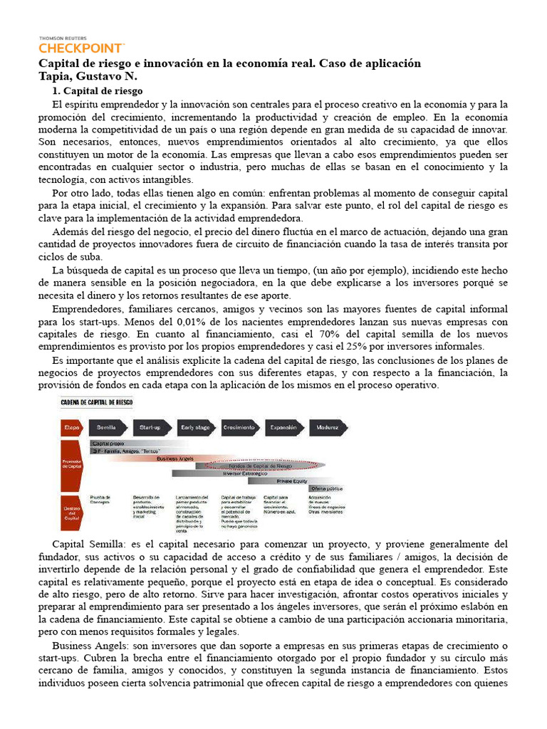 Capital de Riesgo e Innovacion en La Economia Real Caso de Aplicacion | PDF