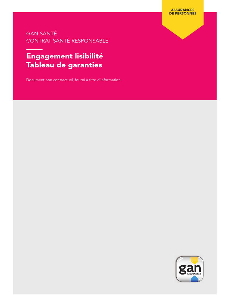 Tableau De Garanties Des Exemples De Remboursement 2024 GAN PDF