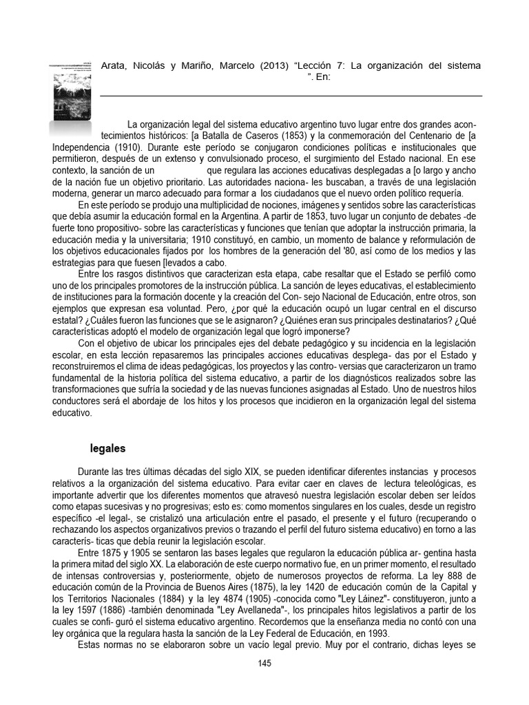 Arata y marin o leccion 7 la organizacion del sistema educativo