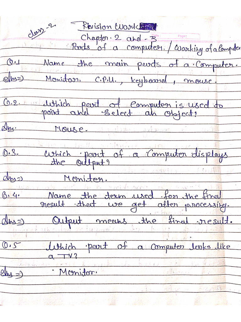Class 2 Computer Revision Work | PDF