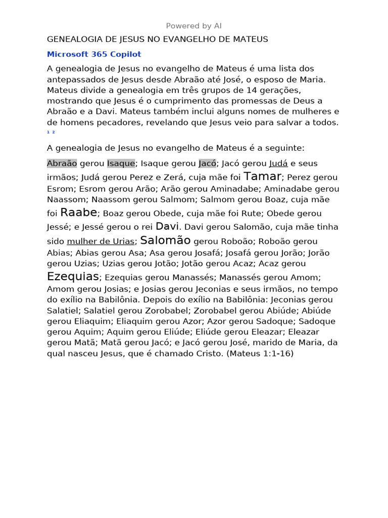 Genealogia De Jesus Pdf