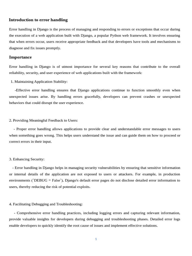 Introduction To Error Handling | PDF