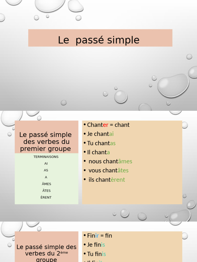 Conjugaison Partie 5 (Le Passé Simple) | PDF