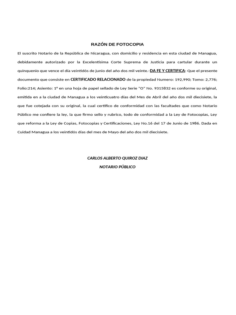 Razón de Fotocopia Marvin | PDF