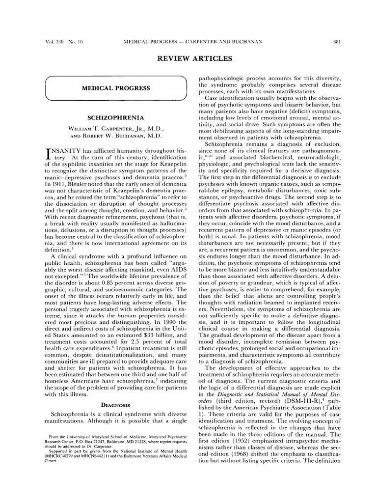 NEJM Schizophrenia | PDF
