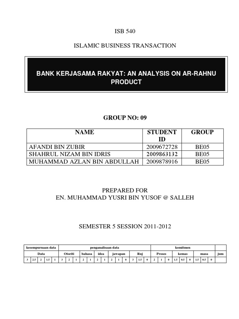 Analysis On Ar Rahnu Product Pawnbroker Islamic Banking And Finance