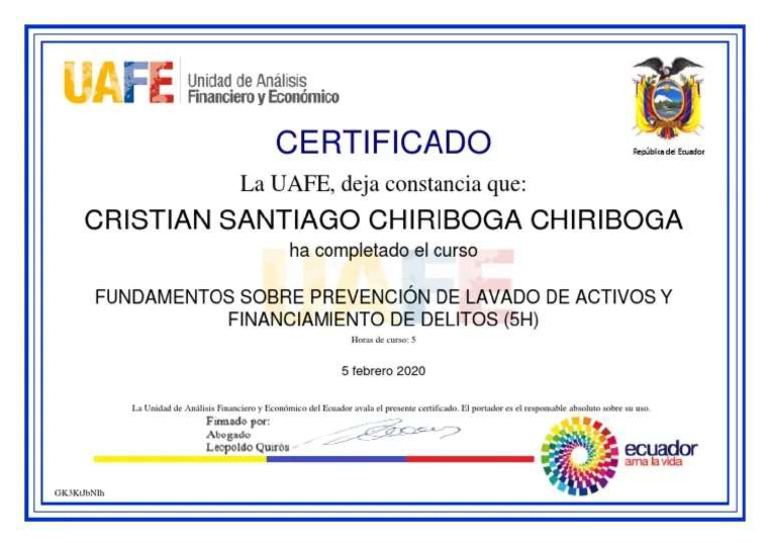 Que Es El Certificado Uafe
