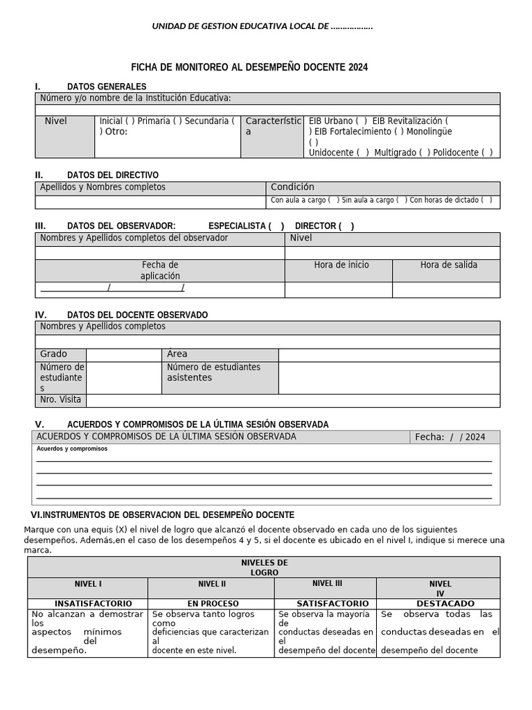 Ficha Al Desempeño Docente 2024 | PDF