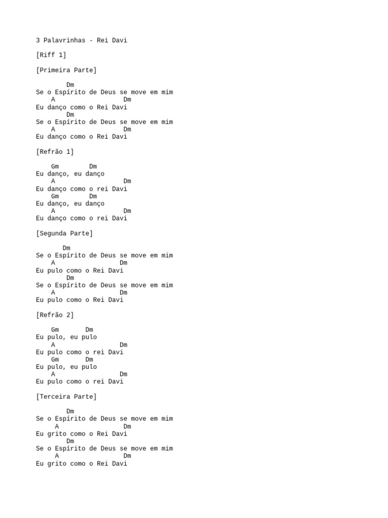 3 Palavrinhas - Rei Davi | PDF