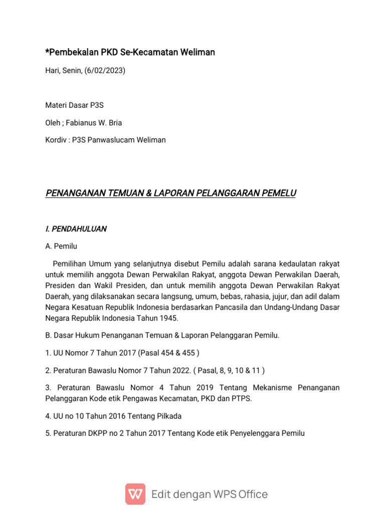 Materi P3S Pembekalan PKD | PDF