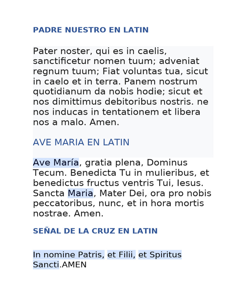 Oraciones en Latin y Esp 2024 | PDF | orador del Señor | Oración