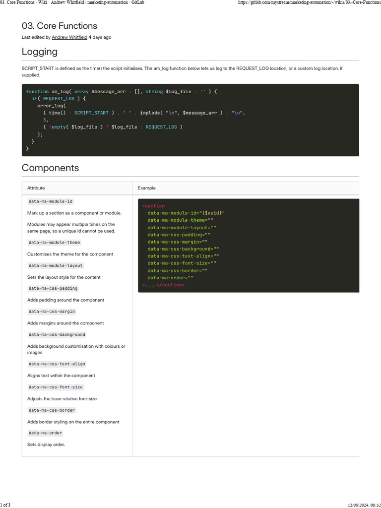Core Functions Wiki Andrew Whitfield - Marketing-Automation GitLab | PDF