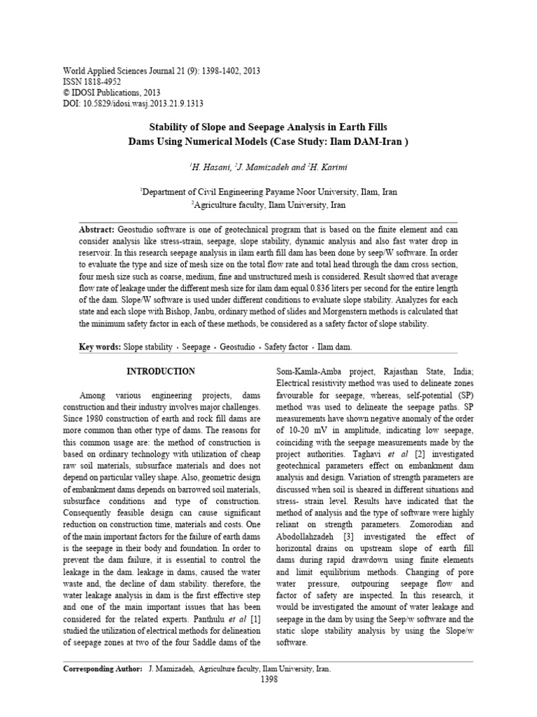 Stability of Slope and Seepage Analysis | PDF | Soil Mechanics | Earth ...