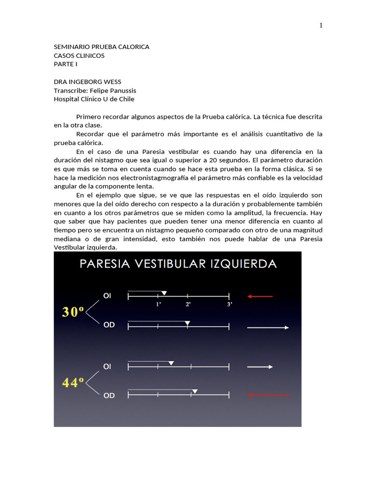 SEMINARIO PRUEBA CALORICA - Parte 1 | PDF
