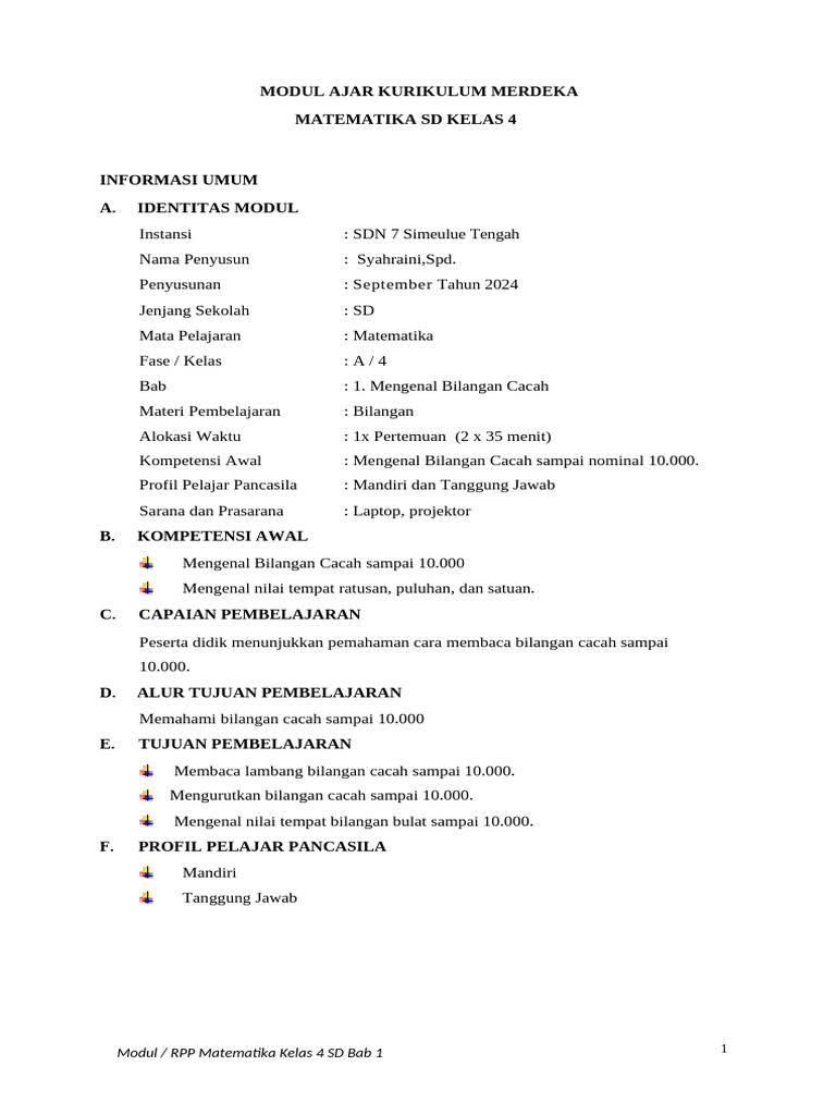Modul Ajar Kurikulum Merdeka | PDF