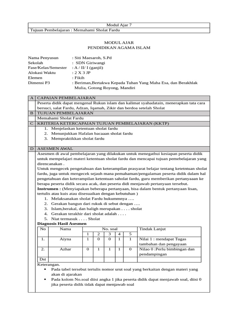 Modul Ajar 7 Kelas 2 Semester 1 Pdf