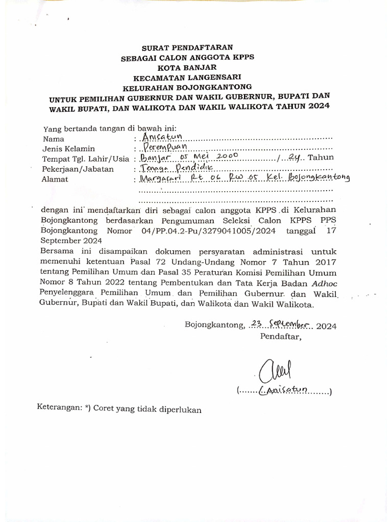 Surat Pendaftaran Pdf