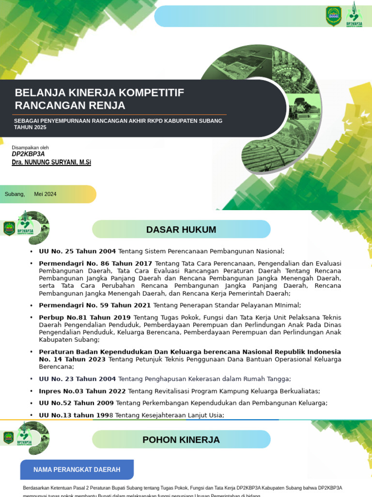 Template Paparan Pagu Kinerja Kompetitif Rancangan Renja Pd 2025 Pdf