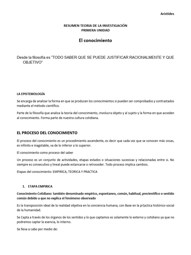 Teoria de La Investigacion | PDF | Conocimiento | Ciencia y matemáticas