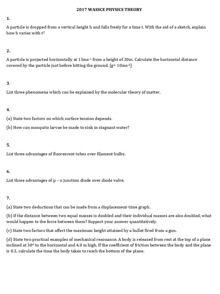 2017 Wassce Physics Theory | PDF