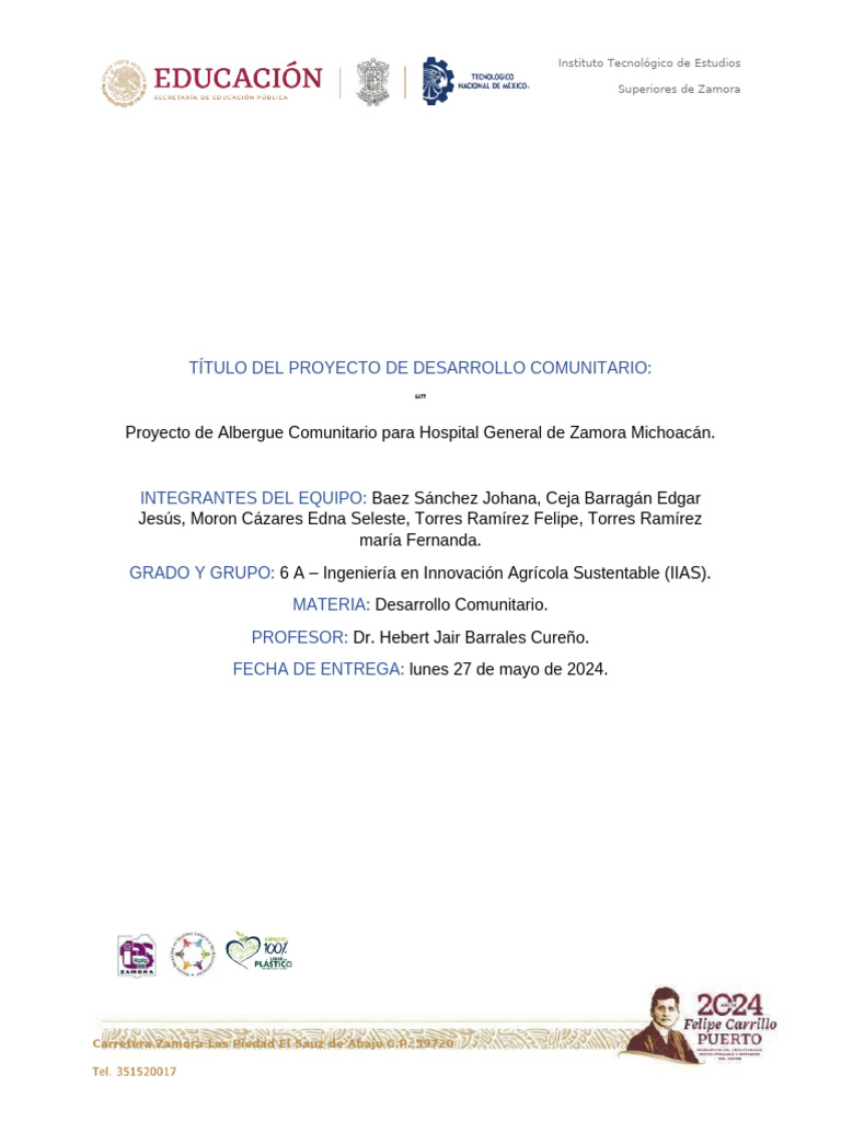 Proyecto de Desarrollo Comunitario | PDF