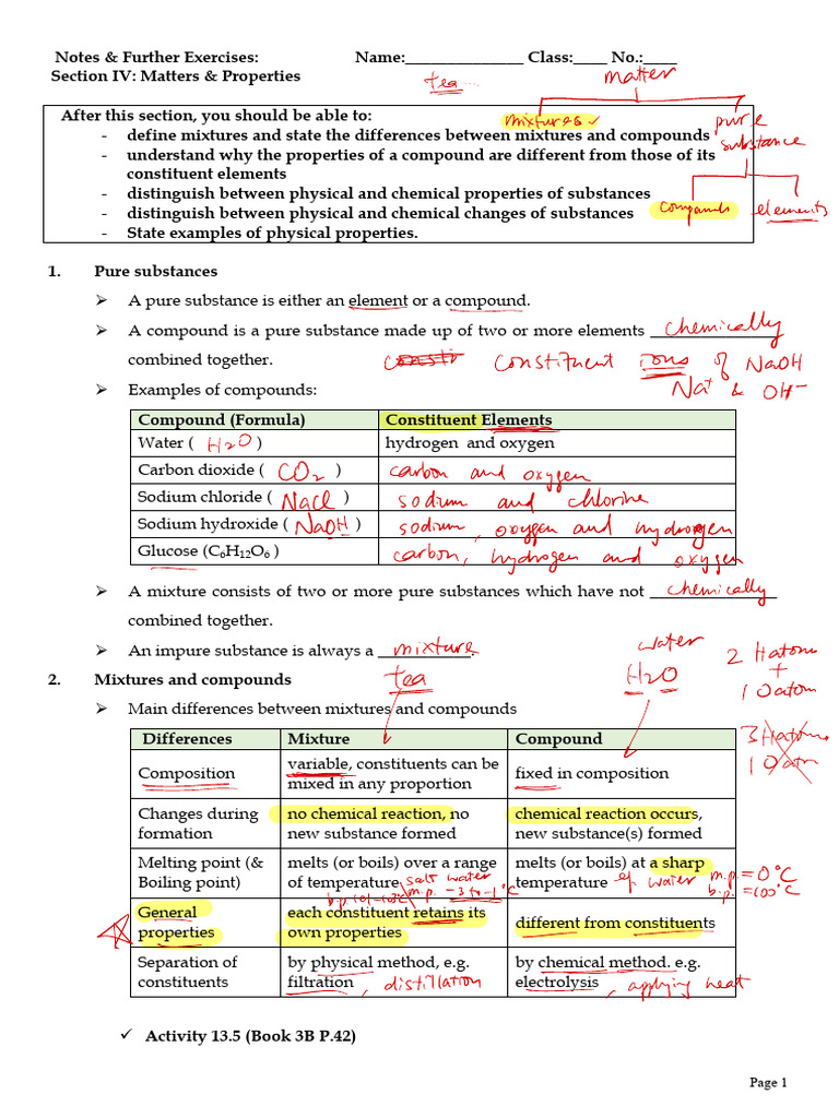 Mixtures vs. Compounds Explained | PDF | Chemical Substances | Chemical ...