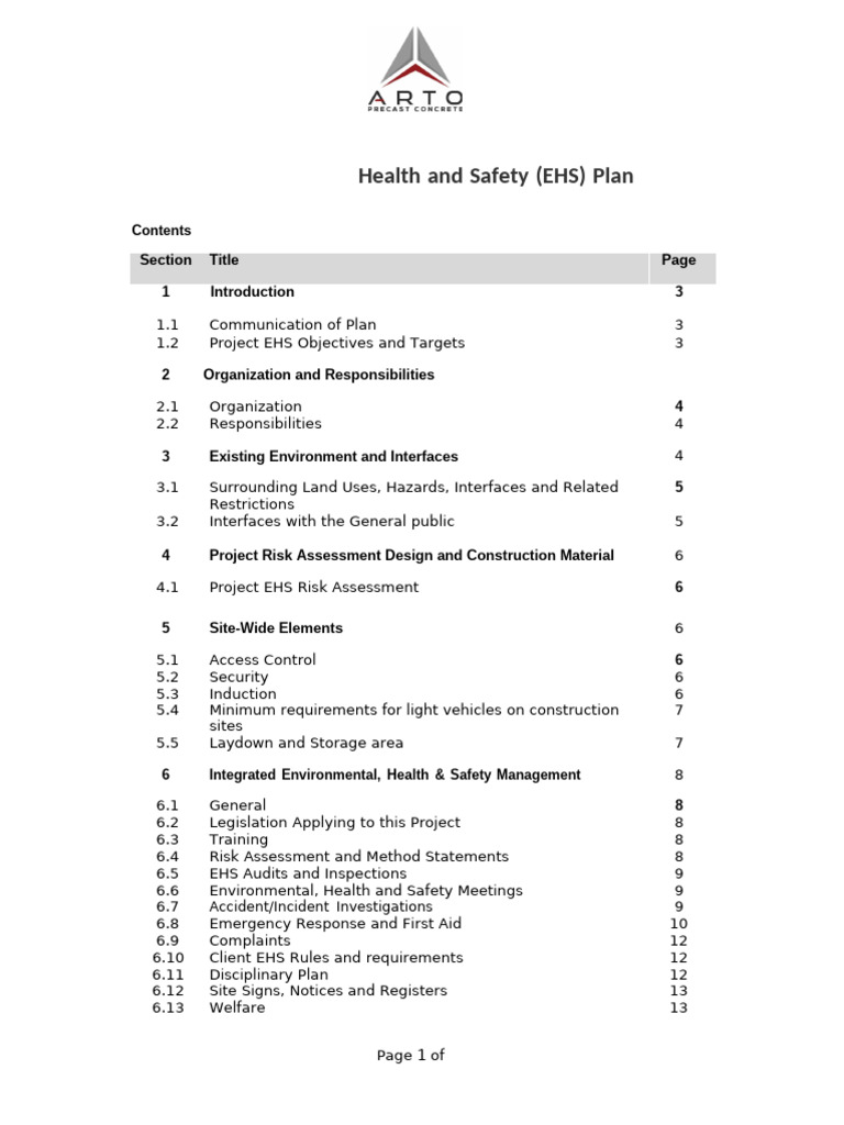 Arto EHS Plan PDF