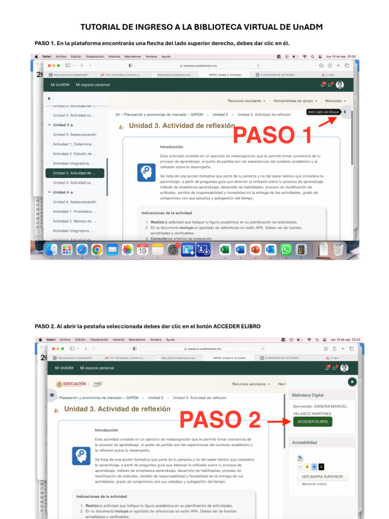 Tutorial de Ingreso A La Biblioteca Virtual de Unadm | PDF