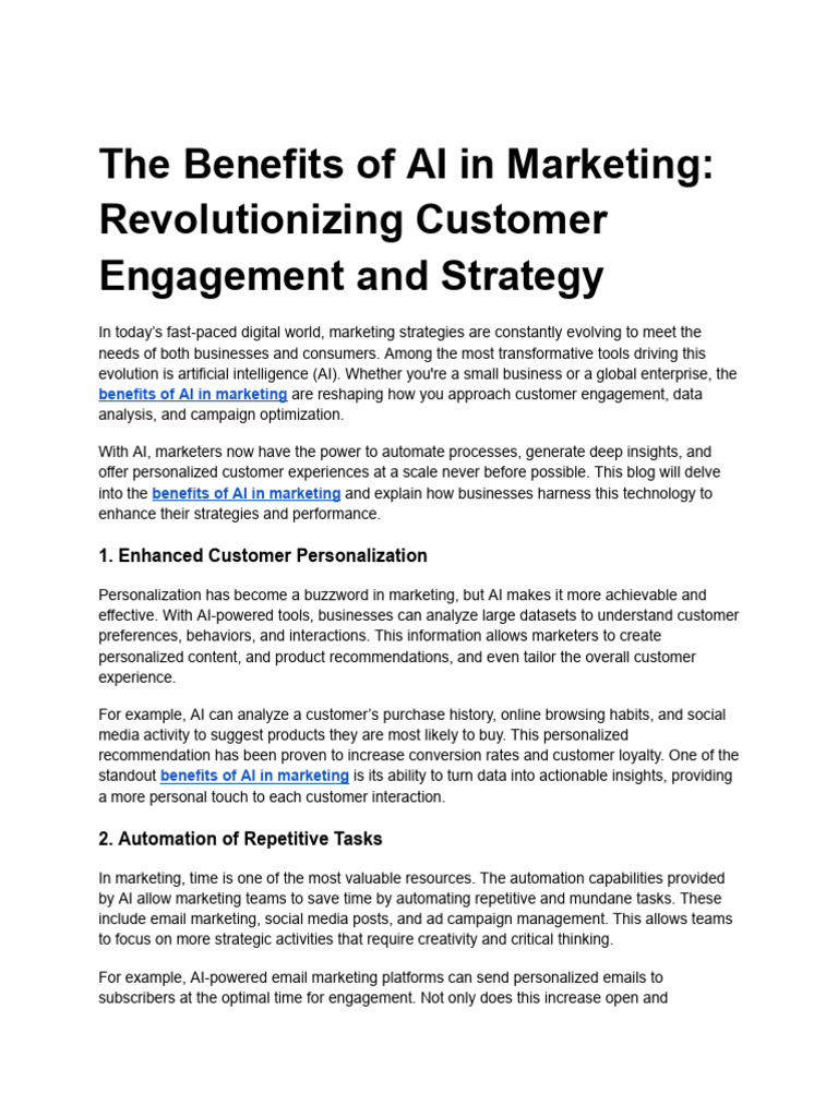 The Benefits of AI in Marketing: Revolutionizing Customer Engagement ...