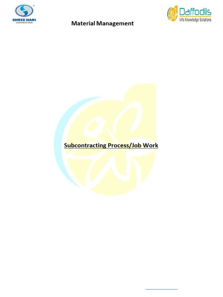 Subcon-Jobwork Process | PDF