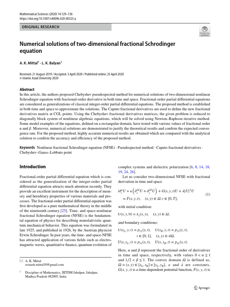 Numerical Solutions of Two Dimensional Fractional Schrodinger Equation ...