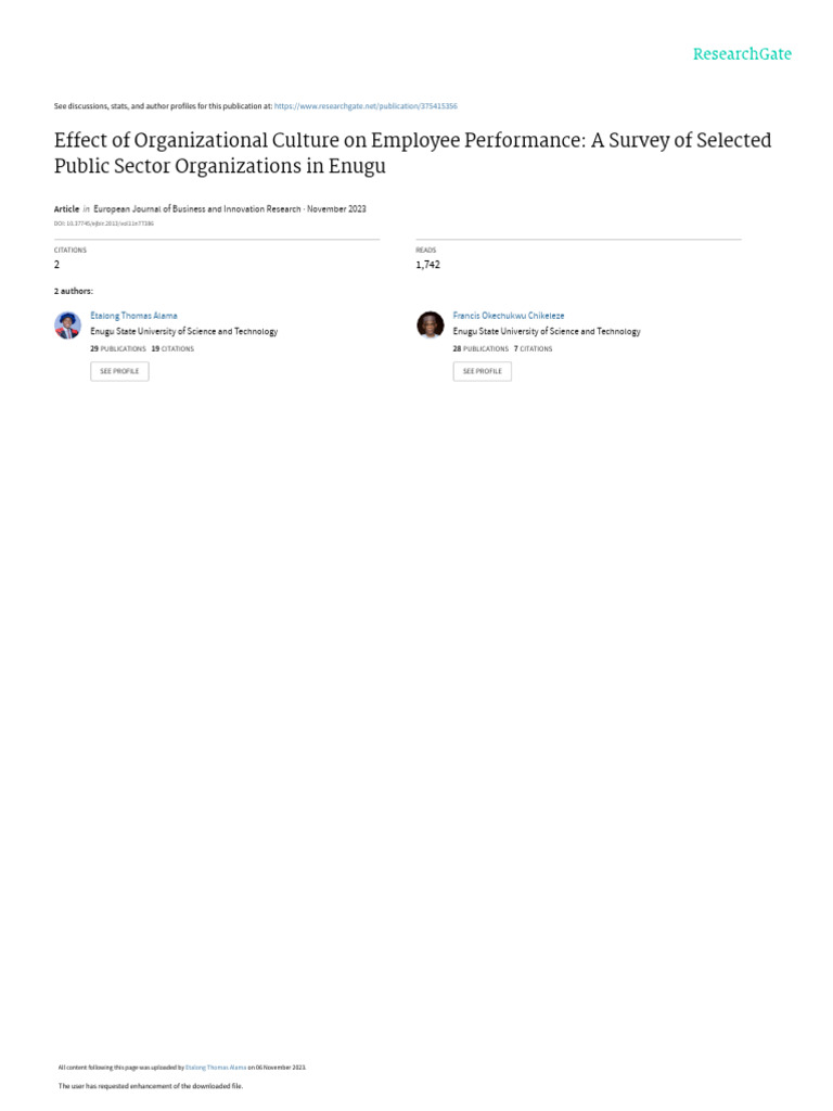 Organizational Culture's Impact on Public Sector Performance | PDF ...
