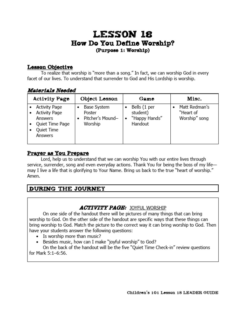 101 LG Lesson 18 | PDF