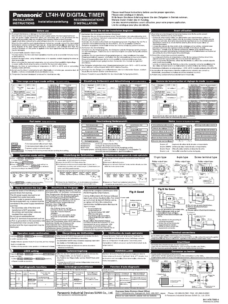 Panasonic LT4H Digital Timer Manual - 2 | PDF | Power Engineering ...