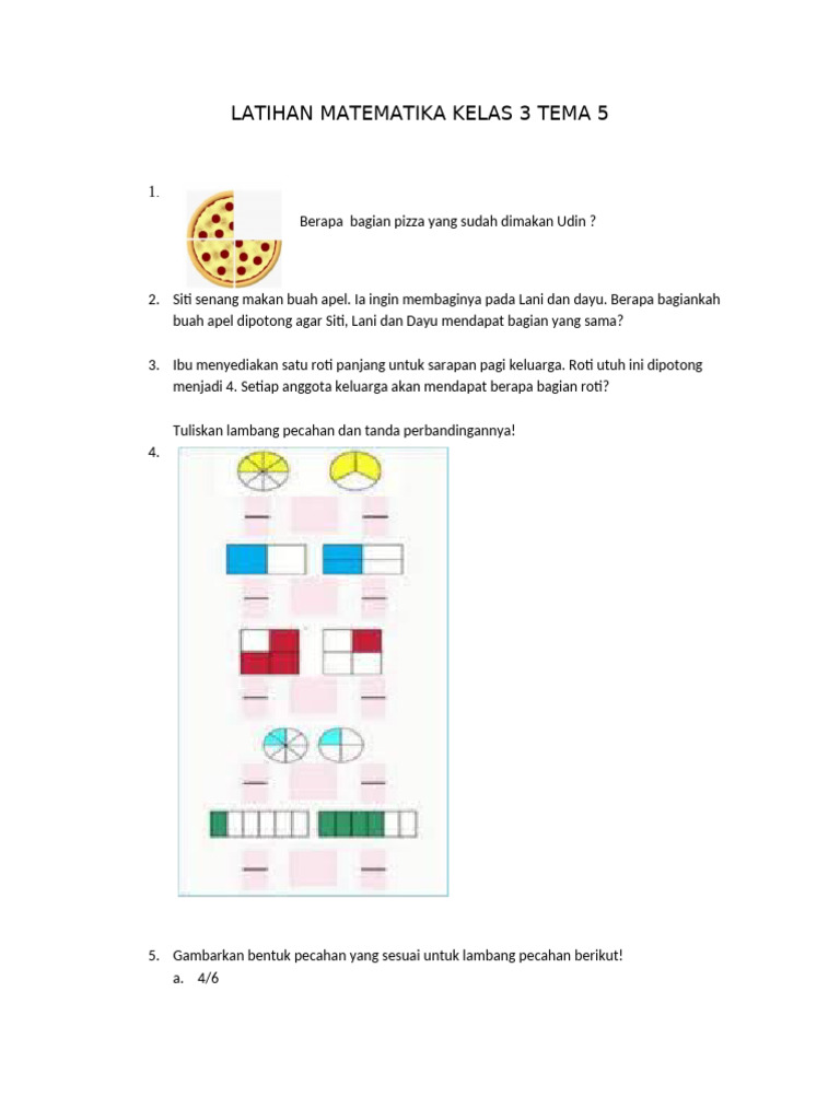 Latihan Matematika Kelas 3 Tema 5 | PDF