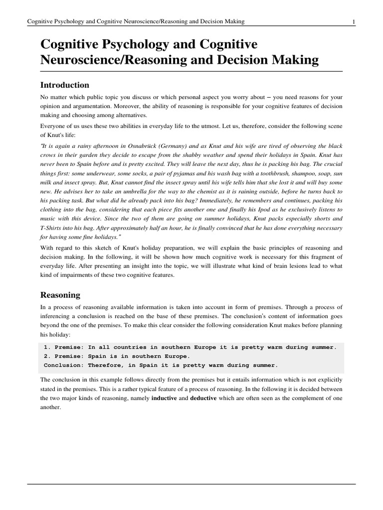 Reasoning and decision making pdf