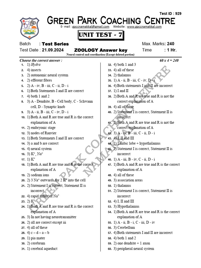 TS Un7 Zoo Fig Ans | PDF