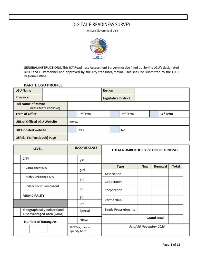Digital Readiness Survey for LGUs | PDF | Operating System | Microsoft ...