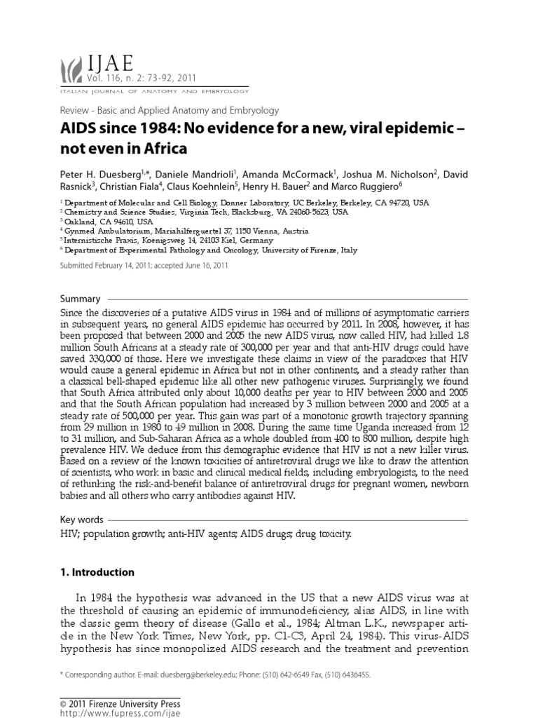 Duesberg Aids Article