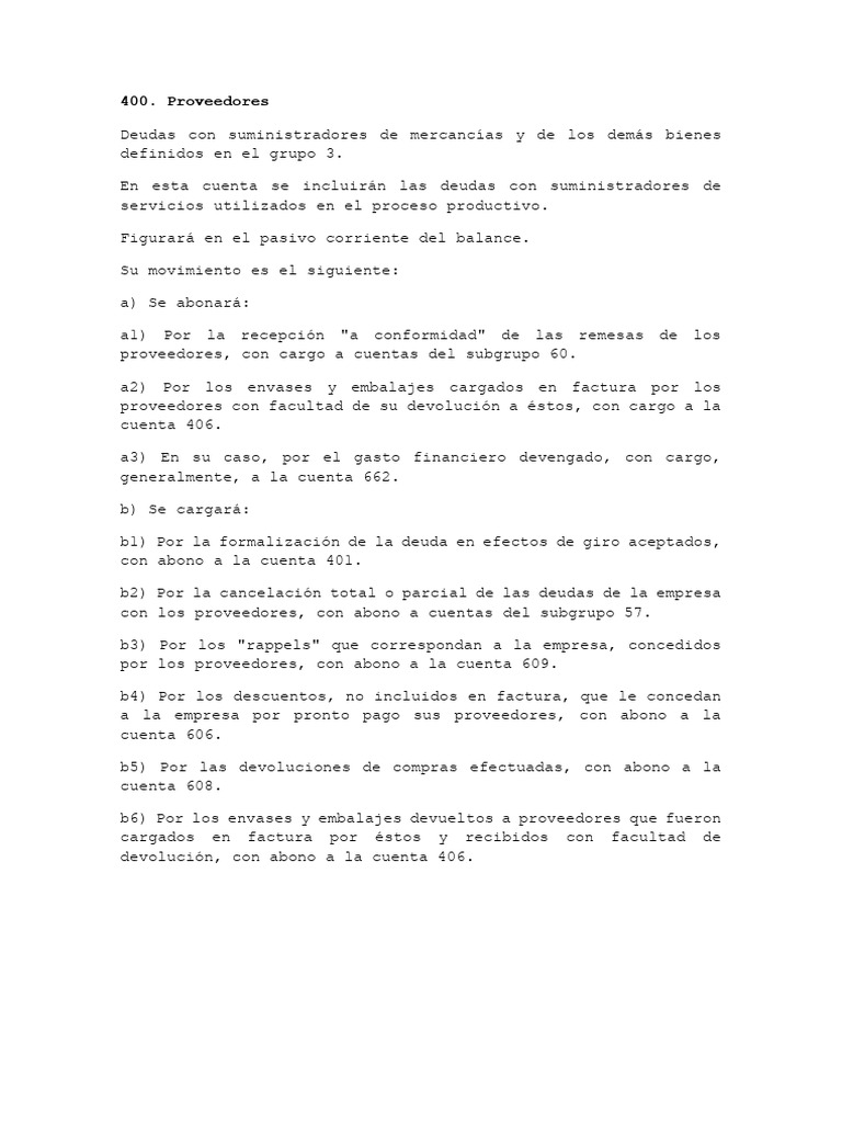 Contabilidad de Proveedores y Deudas | PDF | Pagos | Bancos