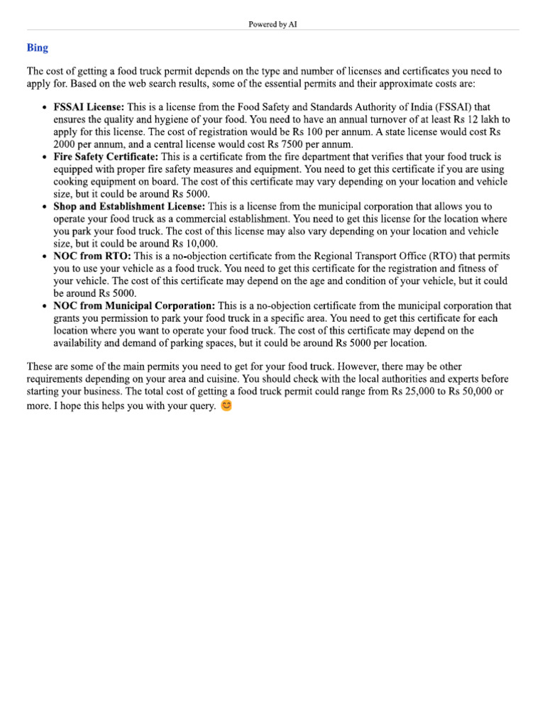 Food TruckPermit Cost PDF