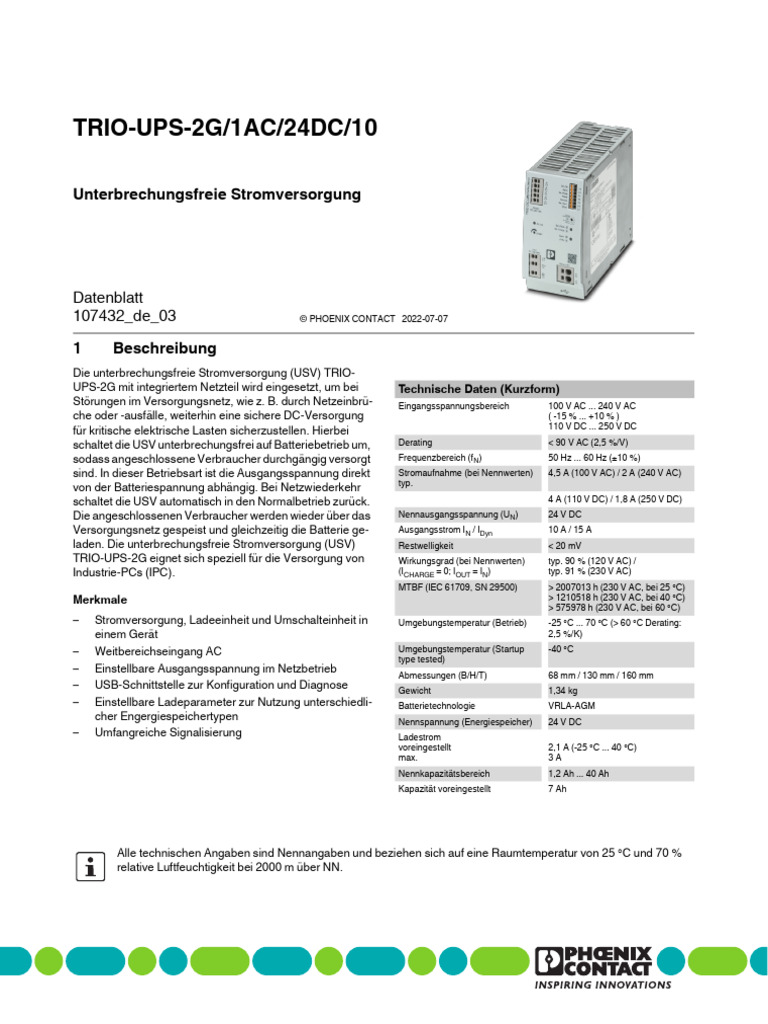 DB de Trio Ups 2g 1ac 24dc 10 107432 de 03 | PDF